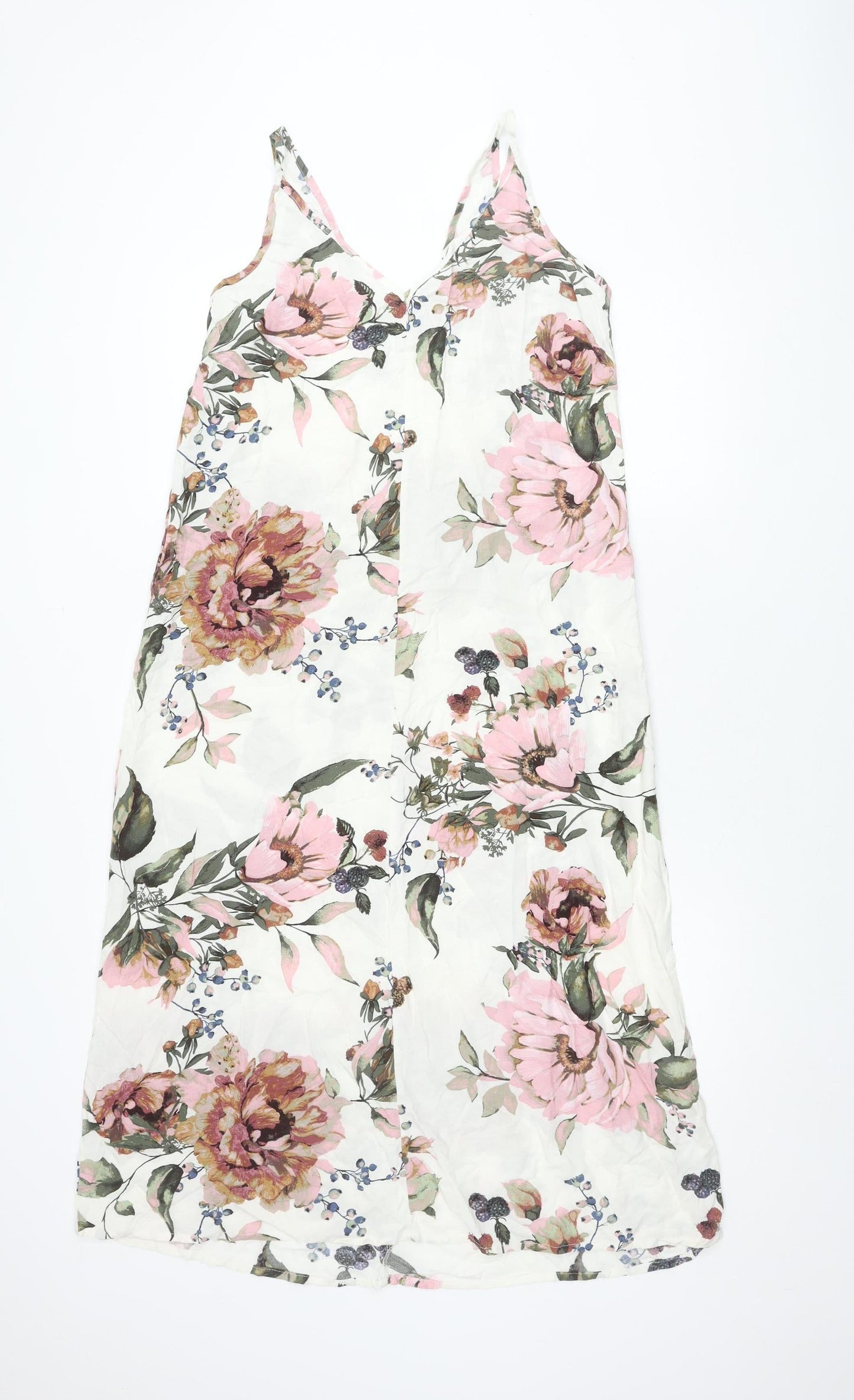 Next Women's Floral Dress Multicoloured Size 14 Sleeveless