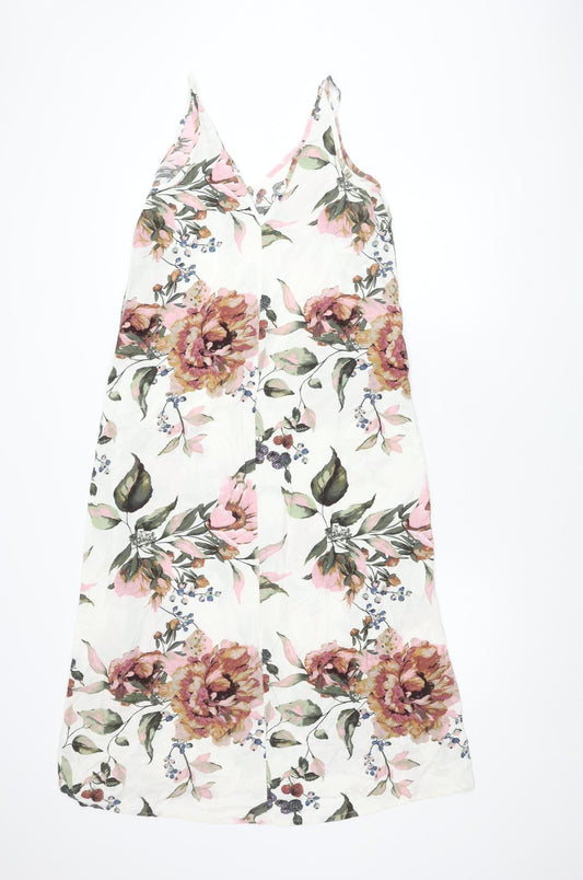 Next Women's Floral Dress Multicoloured Size 14 Sleeveless