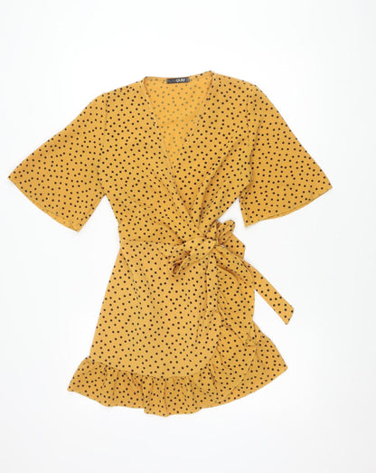 Quiz Women’s Yellow Polka Dot Wrap Blouse, Size 12