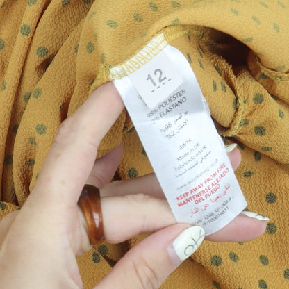 Quiz Women’s Yellow Polka Dot Wrap Blouse, Size 12