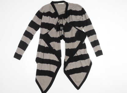 Karen Millen Women's Black Striped Open Front Cardigan Size 10