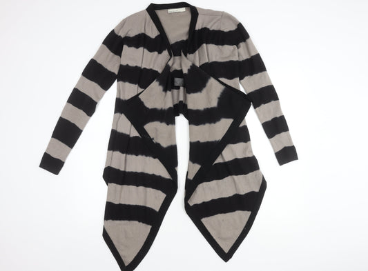 Karen Millen Women's Black Striped Open Front Cardigan Size 10