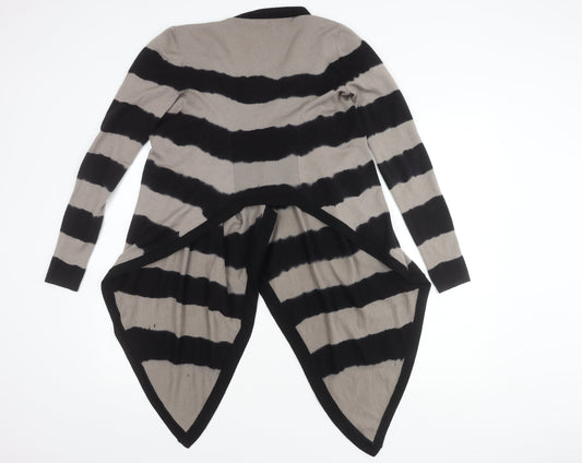 Karen Millen Women's Black Striped Open Front Cardigan Size 10