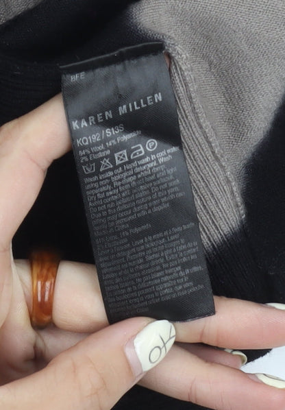 Karen Millen Women's Black Striped Open Front Cardigan Size 10