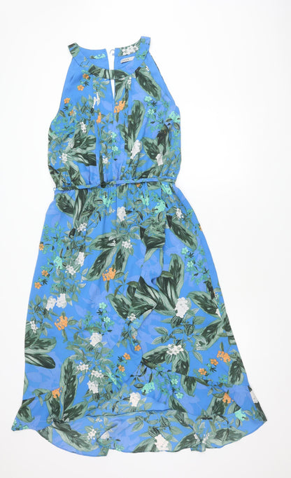 Oasis Women's Blue Floral Dress, Size 14, Sleeveless