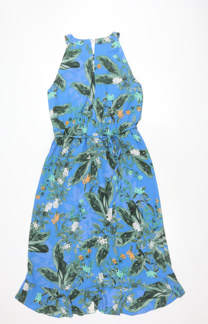 Oasis Women's Blue Floral Dress, Size 14, Sleeveless