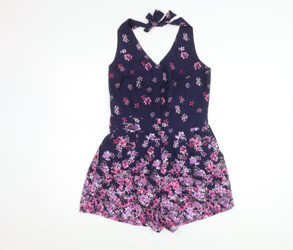 TFNC London Women’s Floral Halter Playsuit, M, Multicoloured
