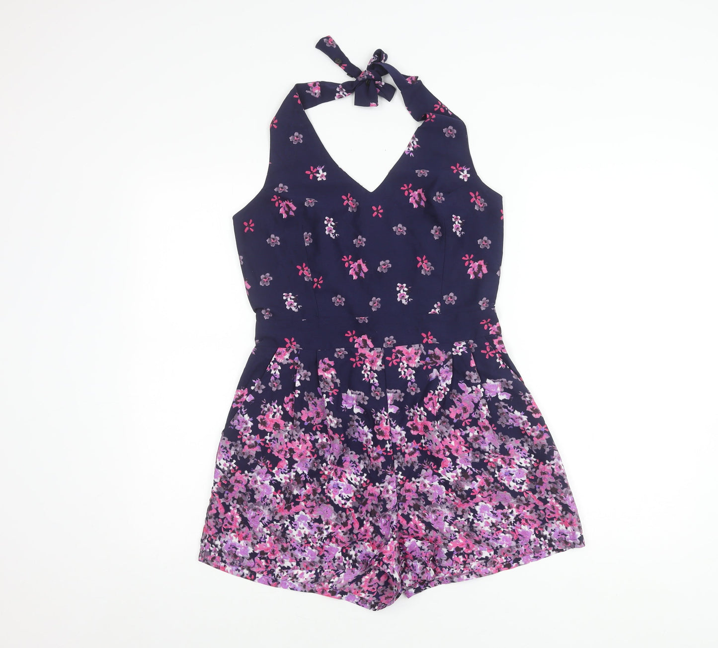 TFNC London Women’s Floral Halter Playsuit, M, Multicoloured