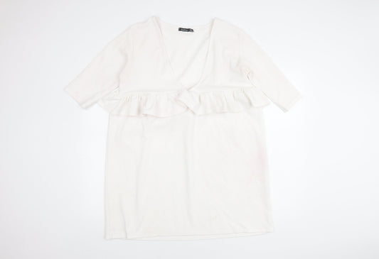 Boohoo Women's White 3/4 Sleeve Peplum Dress