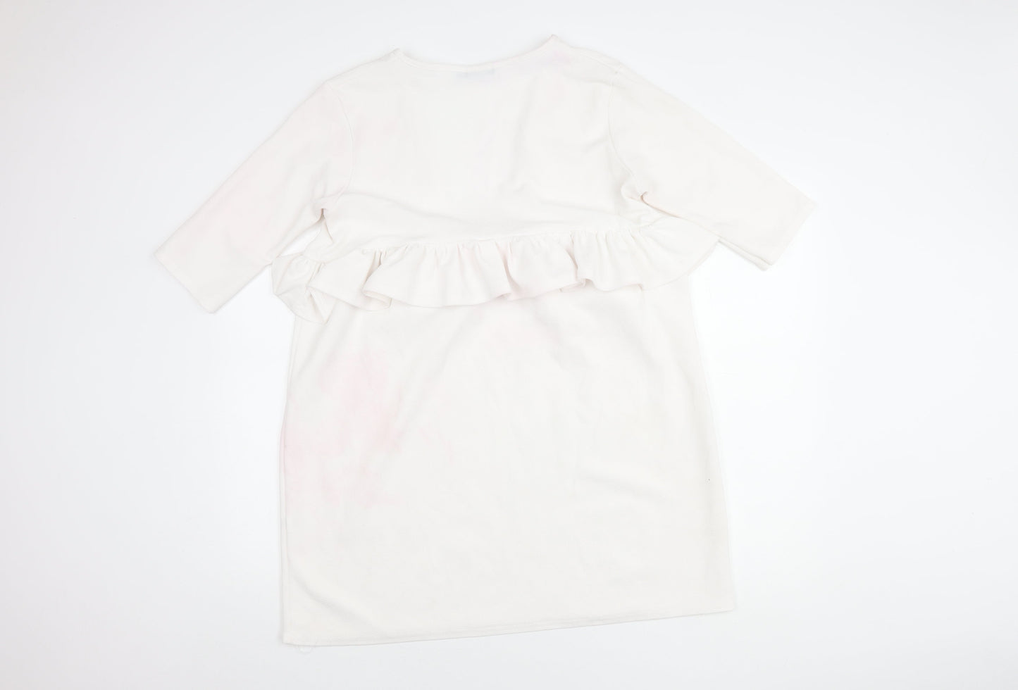 Boohoo Women's White 3/4 Sleeve Peplum Dress