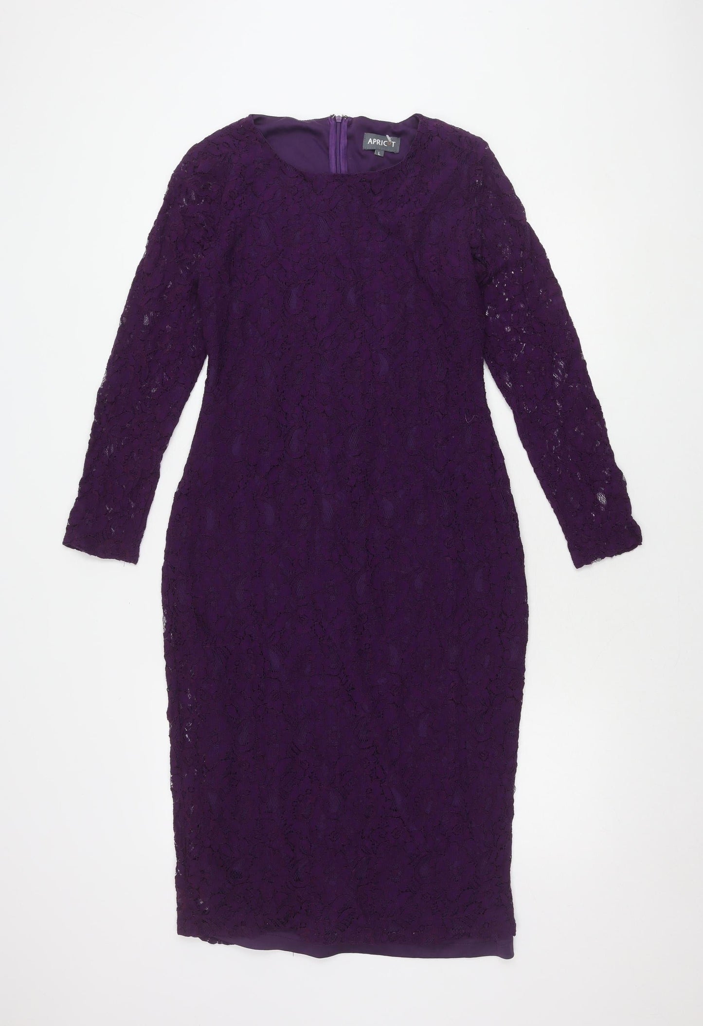 Apricot Women's Purple Lace Long Sleeve Dress L