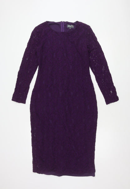 Apricot Women's Purple Lace Long Sleeve Dress L