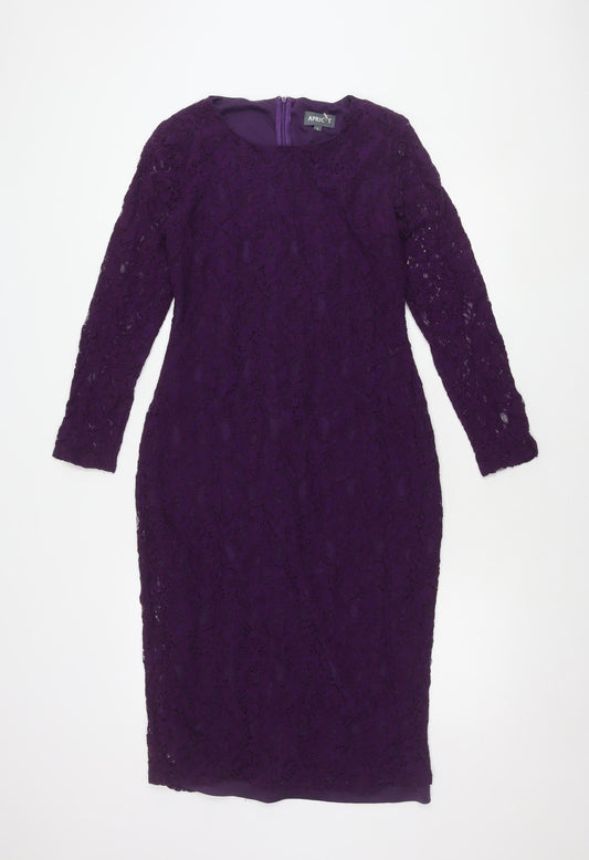 Apricot Women's Purple Lace Long Sleeve Dress L