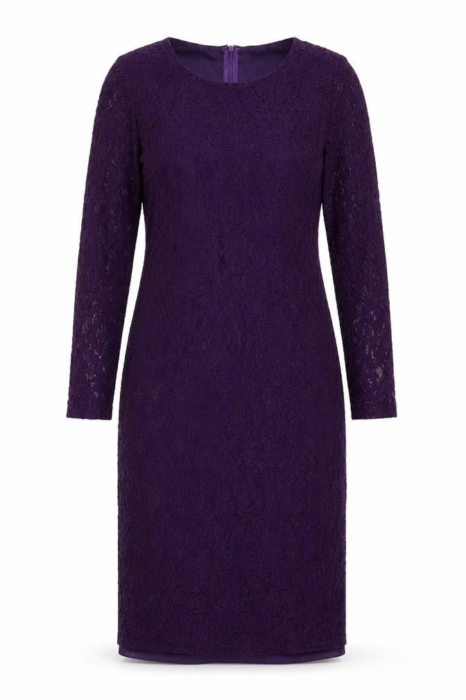 Apricot Women's Purple Lace Long Sleeve Dress L