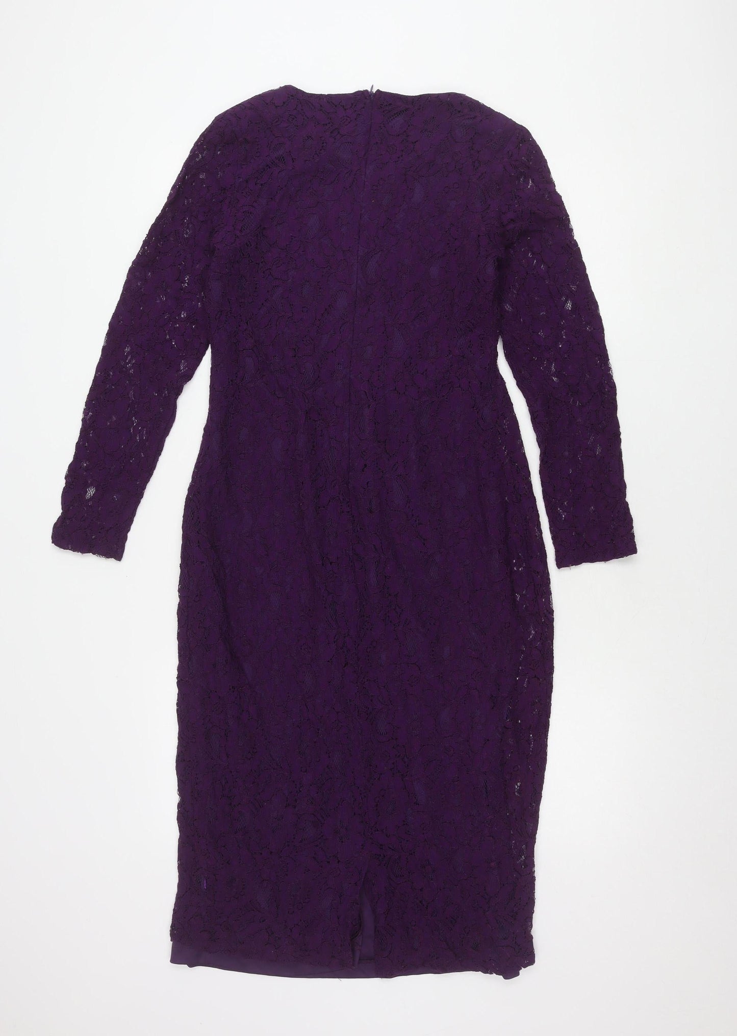 Apricot Women's Purple Lace Long Sleeve Dress L