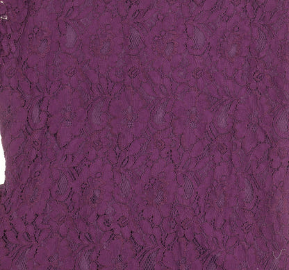 Apricot Women's Purple Lace Long Sleeve Dress L