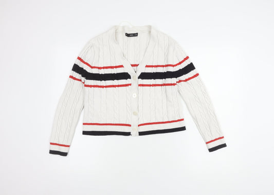 Womens UK Size 12 MNG White Cardigan Jumper