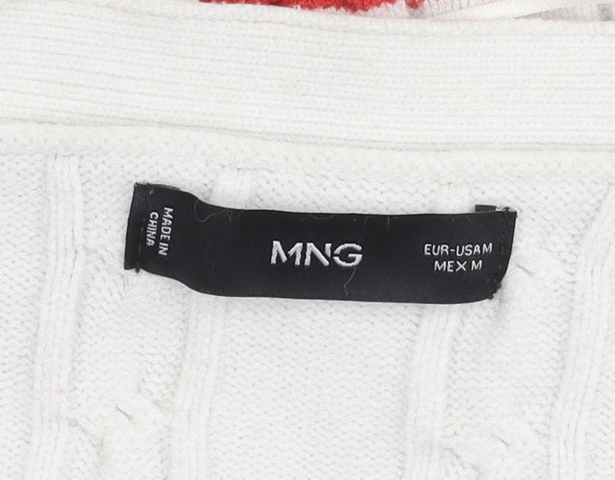 Womens UK Size 12 MNG White Cardigan Jumper