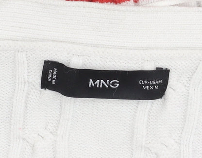 Womens UK Size 12 MNG White Cardigan Jumper