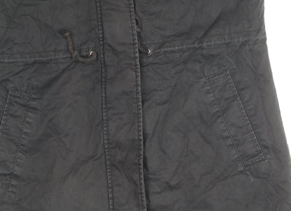 GAP Women's Black Parka Coat S Hooded Fur Trim