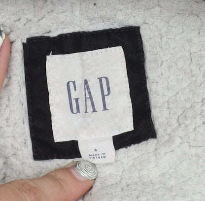 GAP Women's Black Parka Coat S Hooded Fur Trim