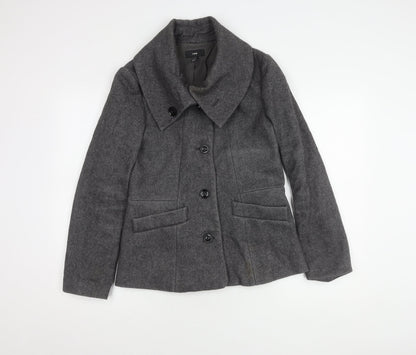 H&M Women's Grey Wool Blend Coat Size 10