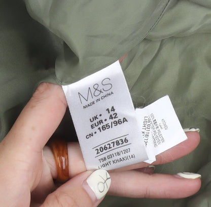 Womens UK Size 14 Marks and Spencer Green Quilted Coat