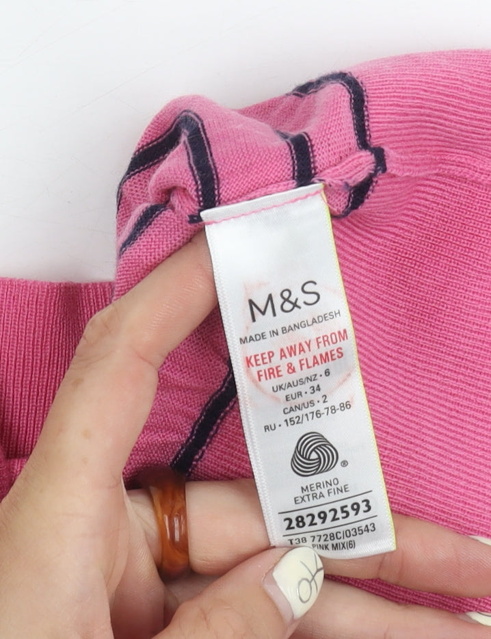 Womens UK Size 6 Marks and Spencer Pink Pullover Jumper