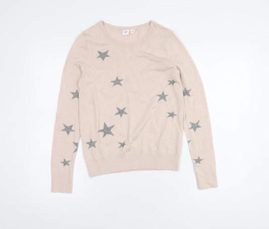 GAP Women's Pink Star Pattern Pullover Jumper XS
