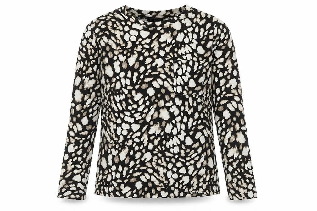 Front view of Marks & Spencer Women Black and White Animal Print Top