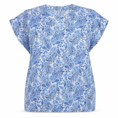 H&M Women Blue Paisley V-Neck Top Size 12