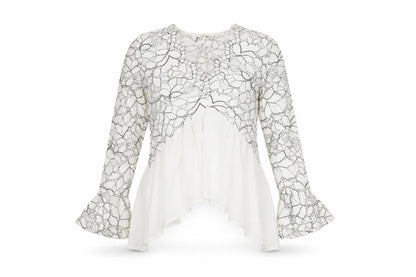 boohoo Women's White Lace Tunic Blouse Size 8