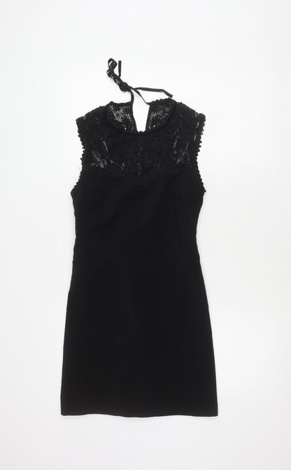Zara Women's Black Short Sleeveless Lace Dress