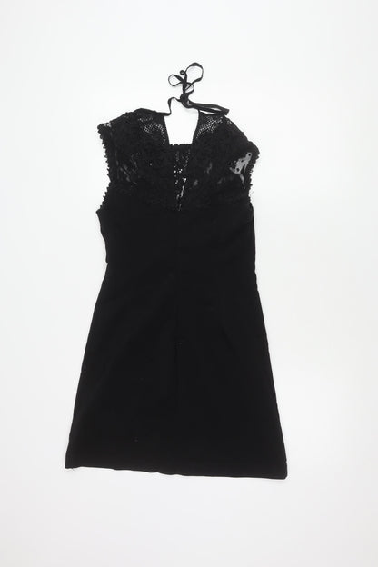 Zara Women's Black Short Sleeveless Lace Dress