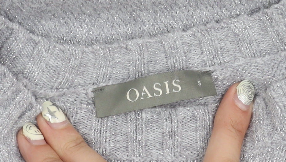 Womens UK Size S Oasis Grey Pullover Jumper