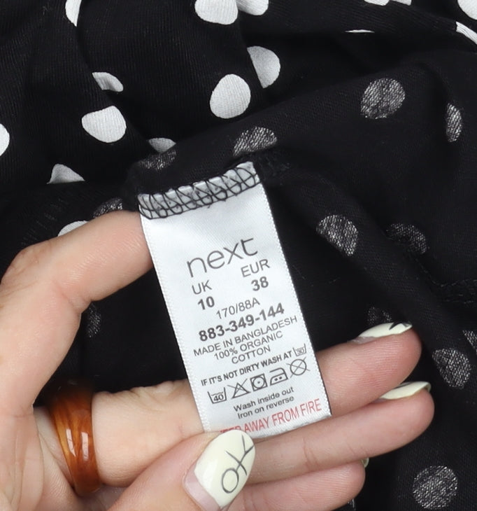Next Women's Black Polka Dot Cotton Dress Size 10