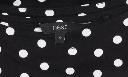Next Women's Black Polka Dot Cotton Dress Size 10