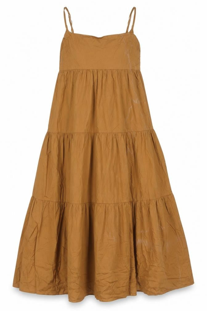 Zara Women's Brown Cotton Sleeveless Dress S