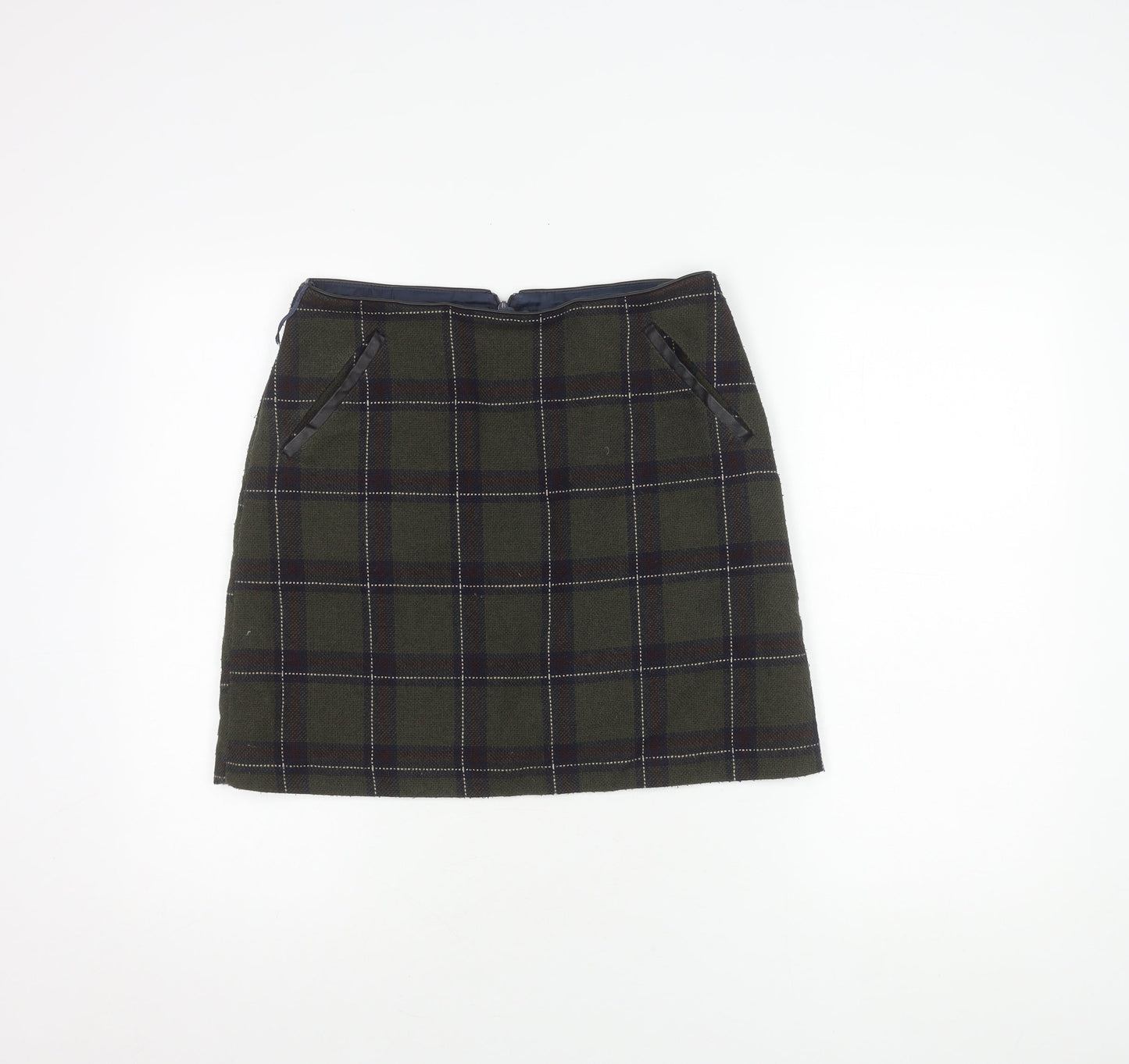 Oasis Women Multicoloured Plaid Size 10 Pencil Skirt
