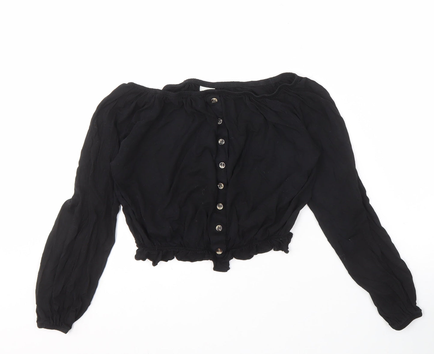 Womens UK Size S H&M Black Cropped Blouse