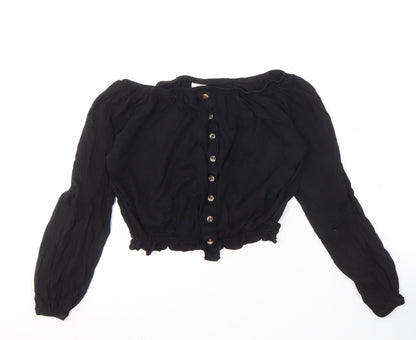 Womens UK Size S H&M Black Cropped Blouse