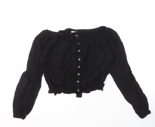 Womens UK Size S H&M Black Cropped Blouse