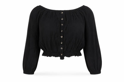 Womens UK Size S H&M Black Cropped Blouse