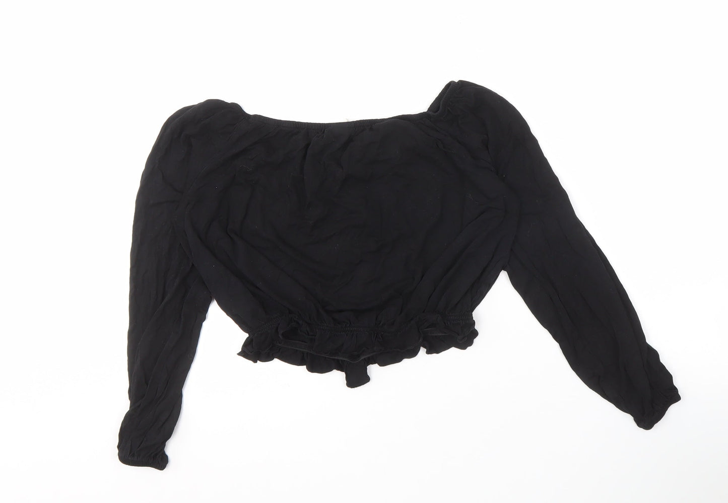 Womens UK Size S H&M Black Cropped Blouse