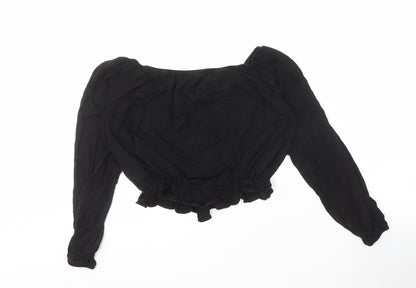Womens UK Size S H&M Black Cropped Blouse