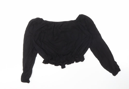 Womens UK Size S H&M Black Cropped Blouse
