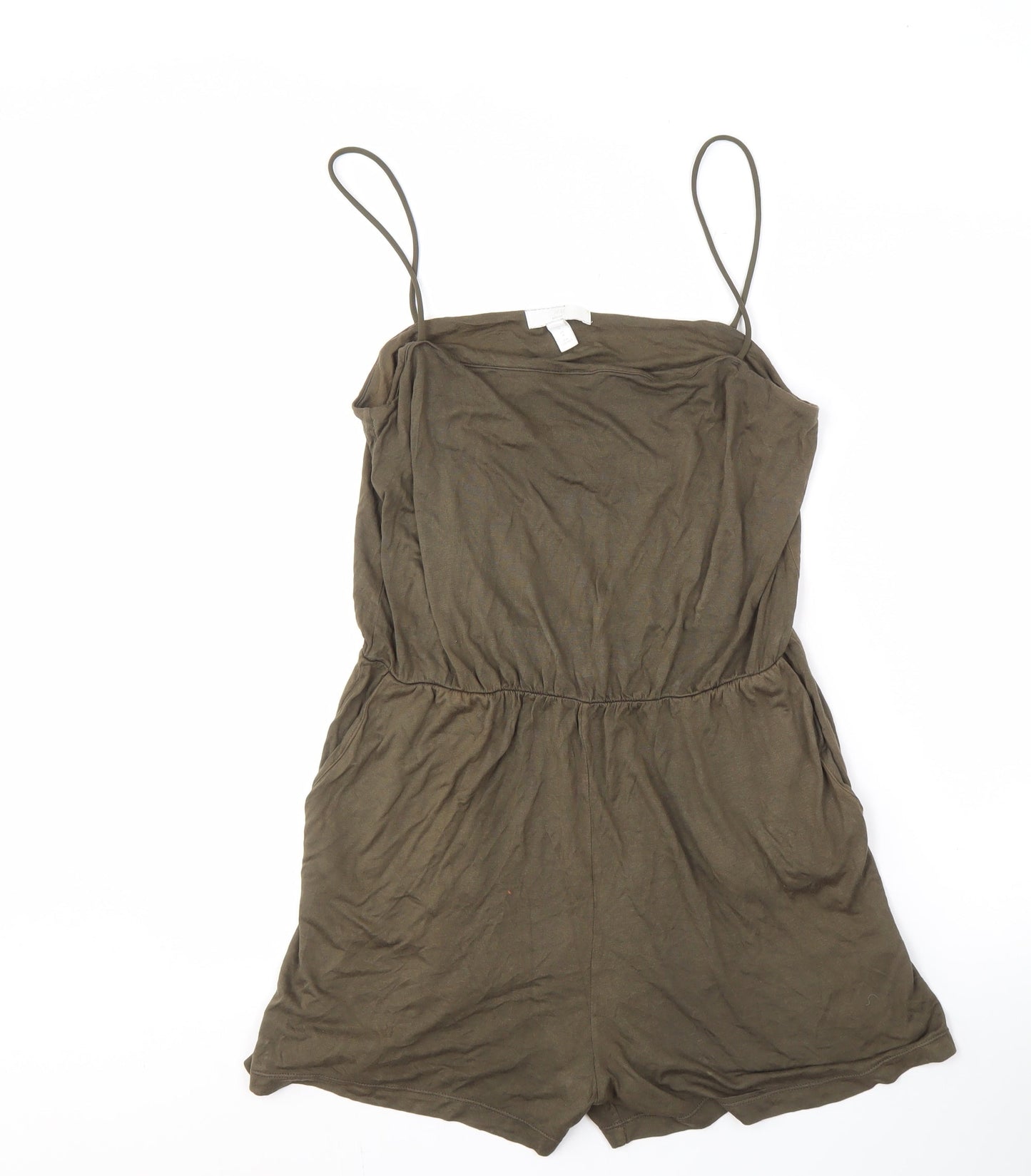 H&M Women's Brown Sleeveless Playsuit - M, Casual Summer