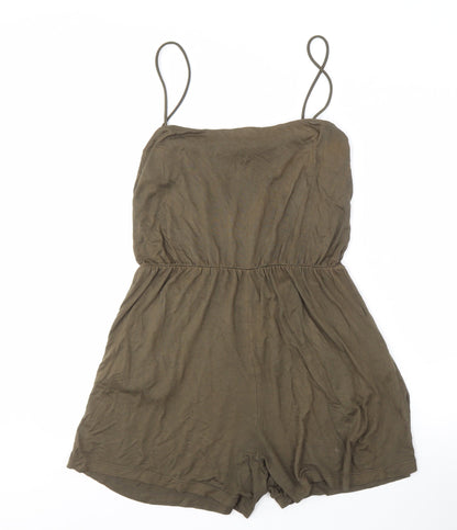 H&M Women's Brown Sleeveless Playsuit - M, Casual Summer