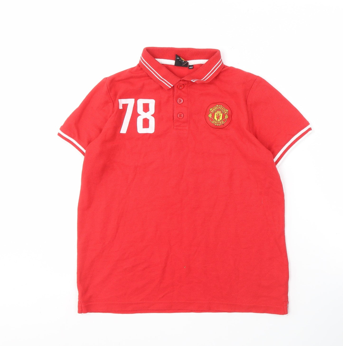 Manchester United Boys Red XL Polo Shirt with Logo