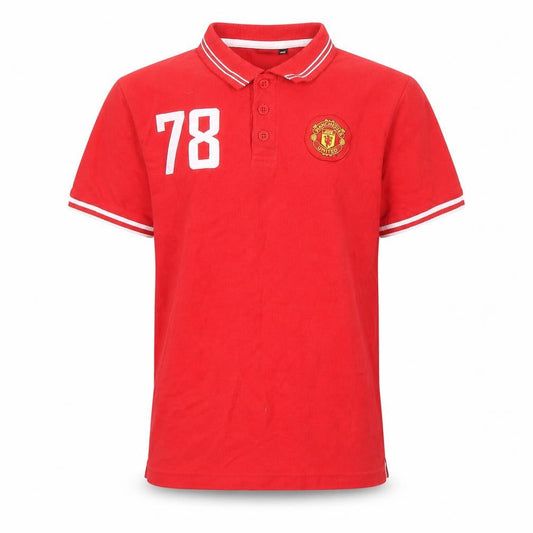 Manchester United Boys Red XL Polo Shirt with Logo